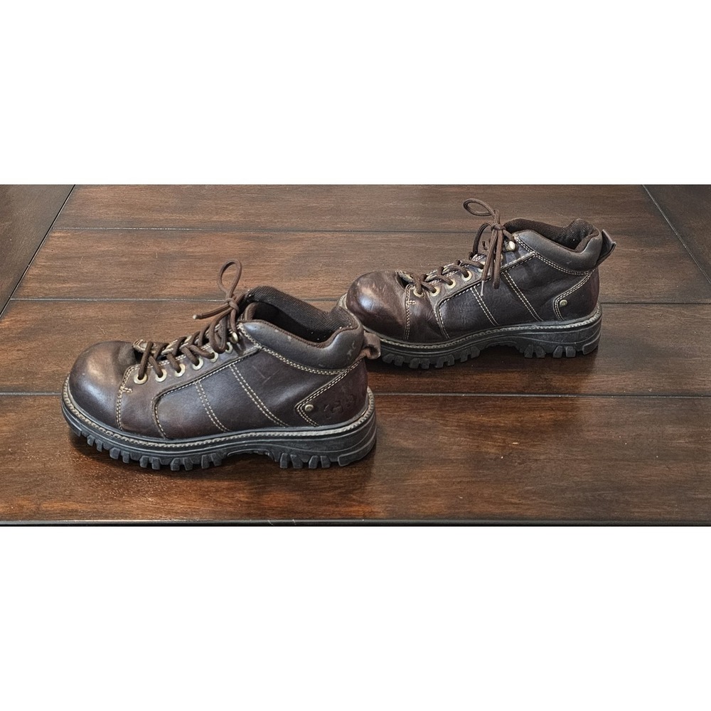 Vintage 90s Y2K Streetwear Mens 10.5 M Chunky Leather Platform Boots Shoes Brown - Picture 2 of 8